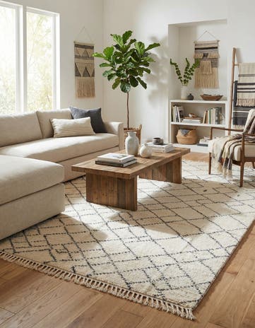 8' x 10' 3 Hand Knotted Moroccan Wool Rug