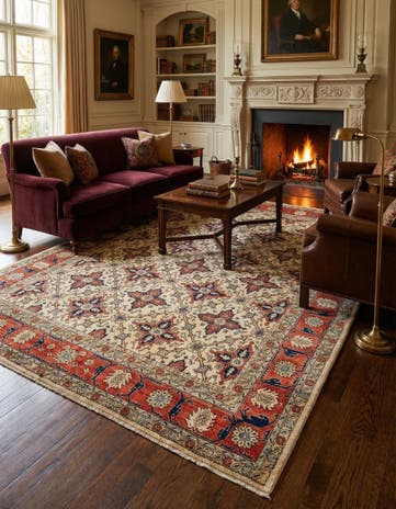 6' 5 x 8' 1 Hand Knotted Heriz Persian Rug
