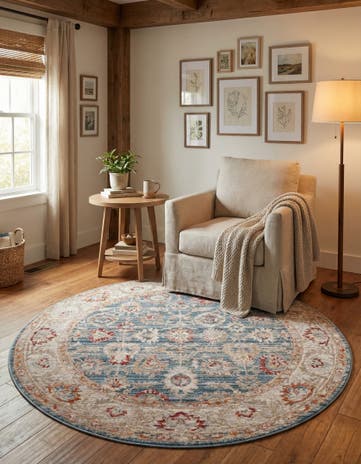 Blue Noble Round Rug