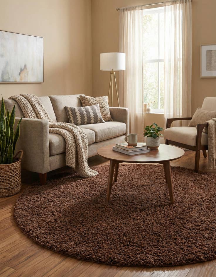 Detail image of  7' 10 x 7' 10 Solid Shag Round Rug