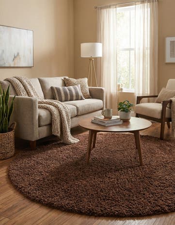 7' 10 x 7' 10 Solid Shag Round Rug