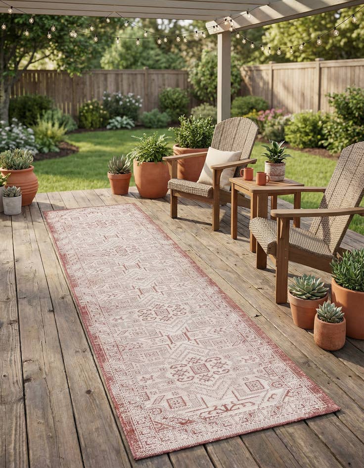 Detail image of 2' 7 x 12' Easy-Clean Aztec Indoor / Outdoor Runner Rug