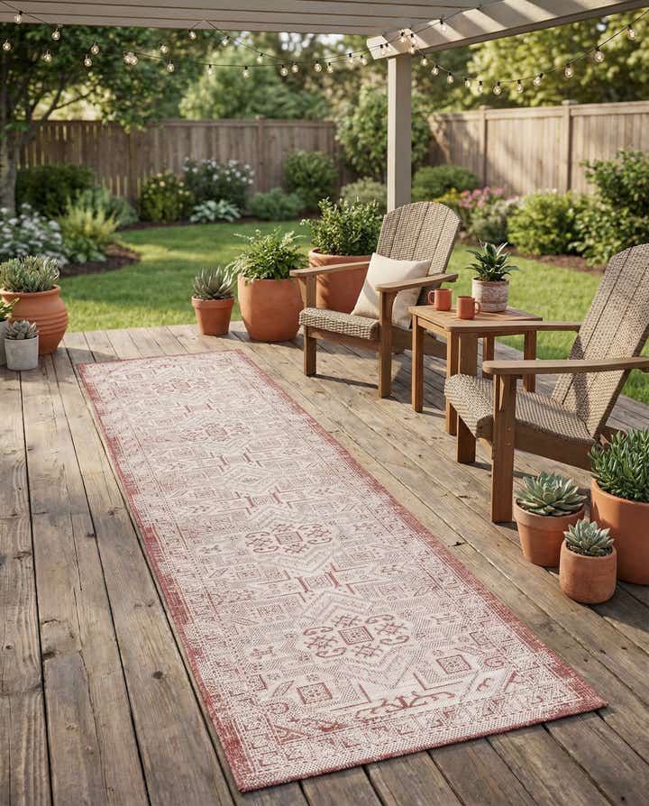 2' 7 x 12' Easy-Clean Aztec Indoor / Outdoor Runner Rug