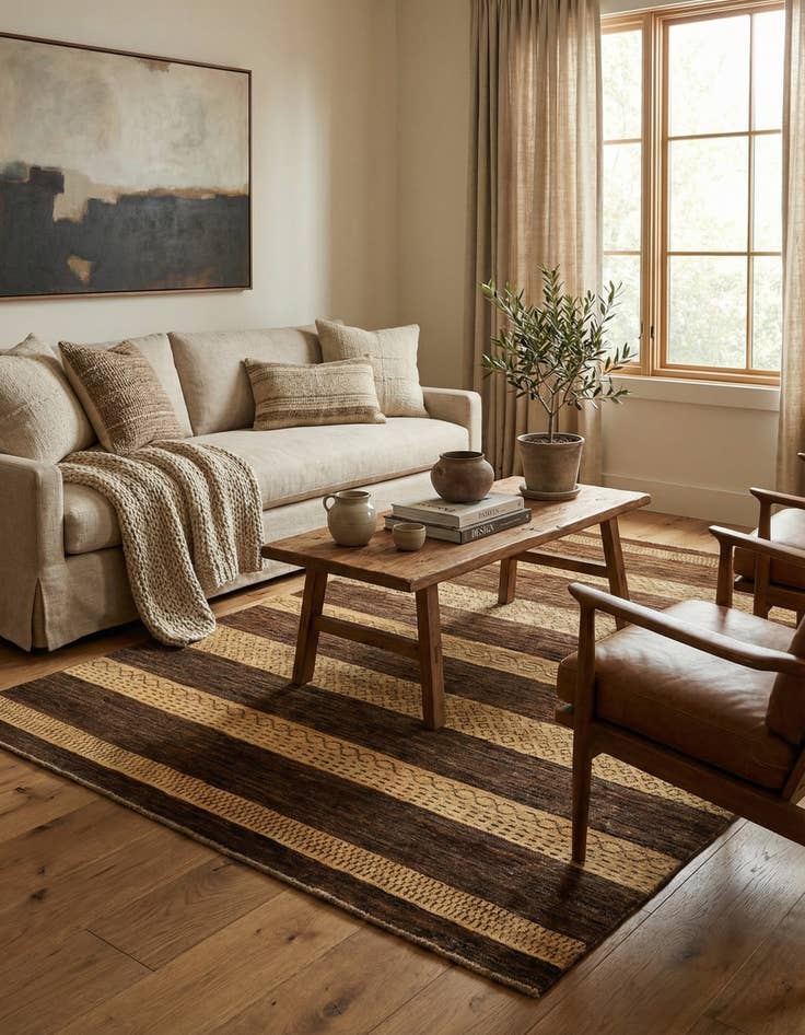 Detail image of 5' x 6' 6  Hand Knotted Modern Ziegler Oriental Rug