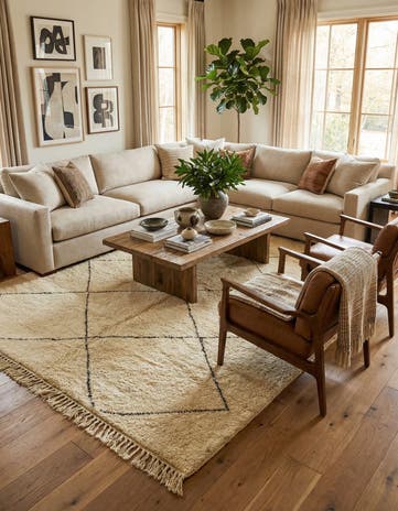 7' 1 x 9' 3 Hand Knotted Moroccan Wool Rug