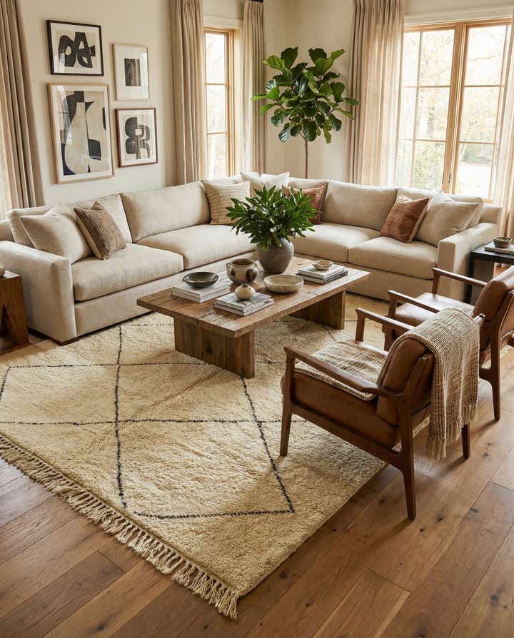 7' 1 x 9' 3 Hand Knotted Moroccan Wool Rug