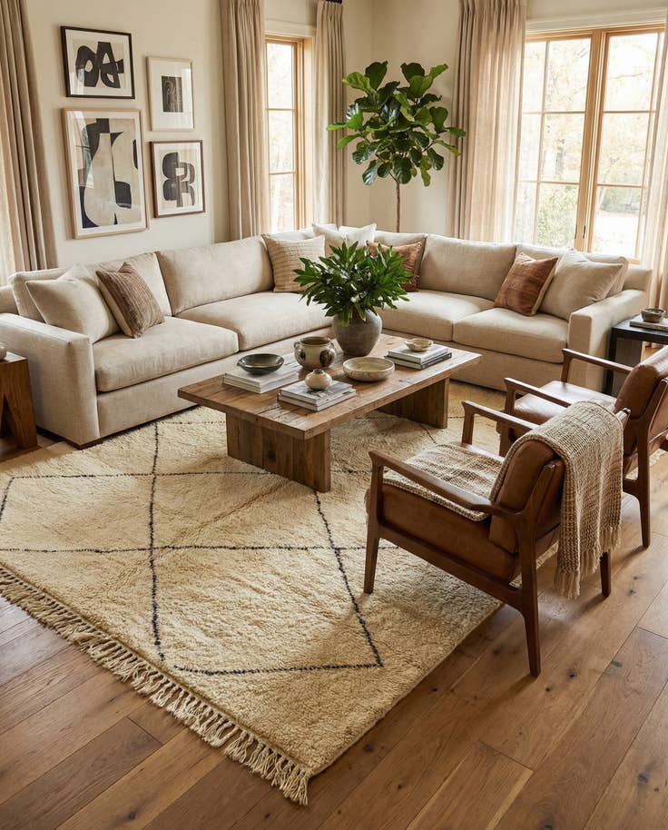 Detail image of 7' 1 x 9' 3 Hand Knotted Moroccan Wool Rug