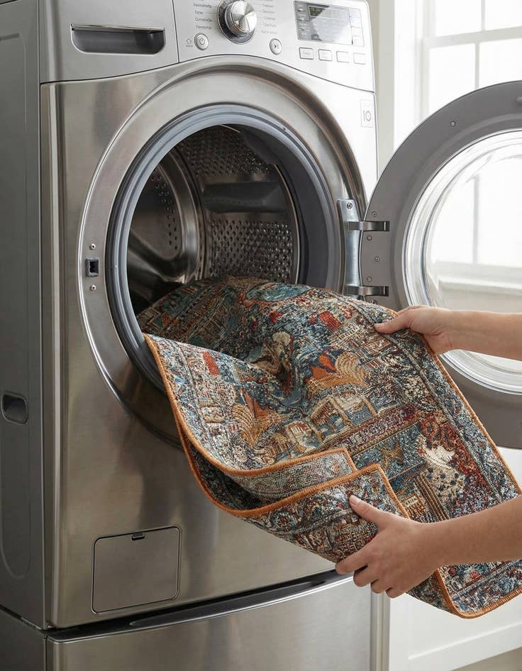 Detail image of 2' 7 x 10'  Washable Traditional Indoor / Outdoor Runner Rug