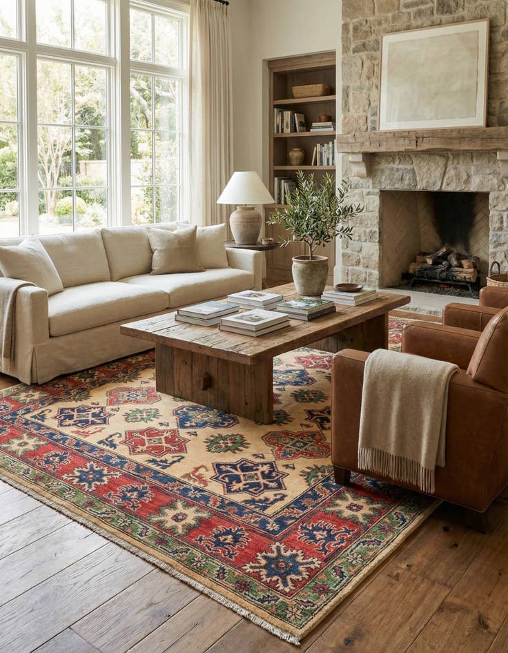 Detail image of  6' 7 x 9' 6  Hand Knotted Kazak Rug