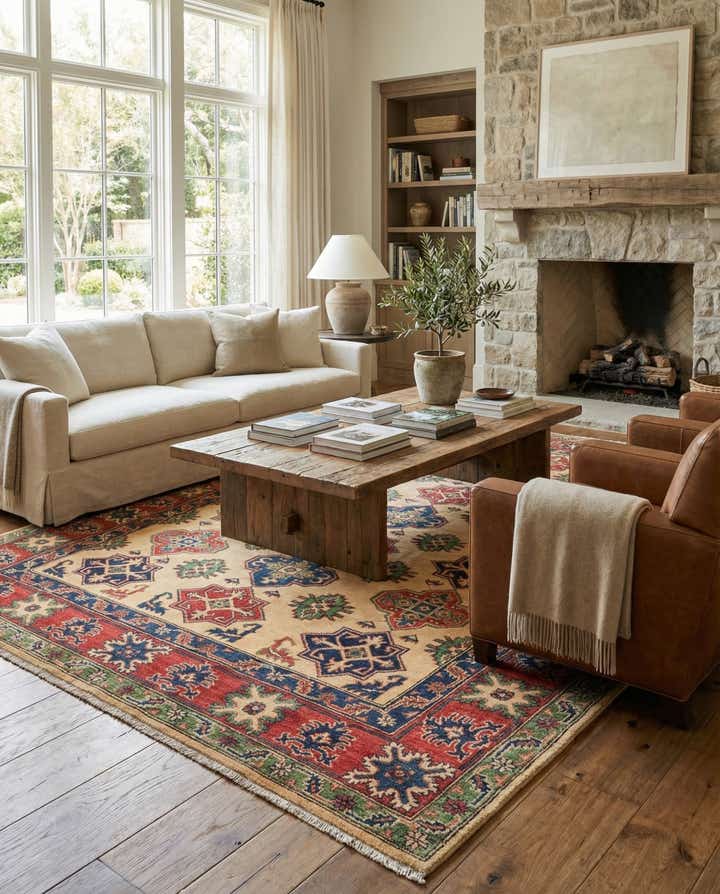 6' 7 x 9' 6 Hand Knotted Kazak Rug