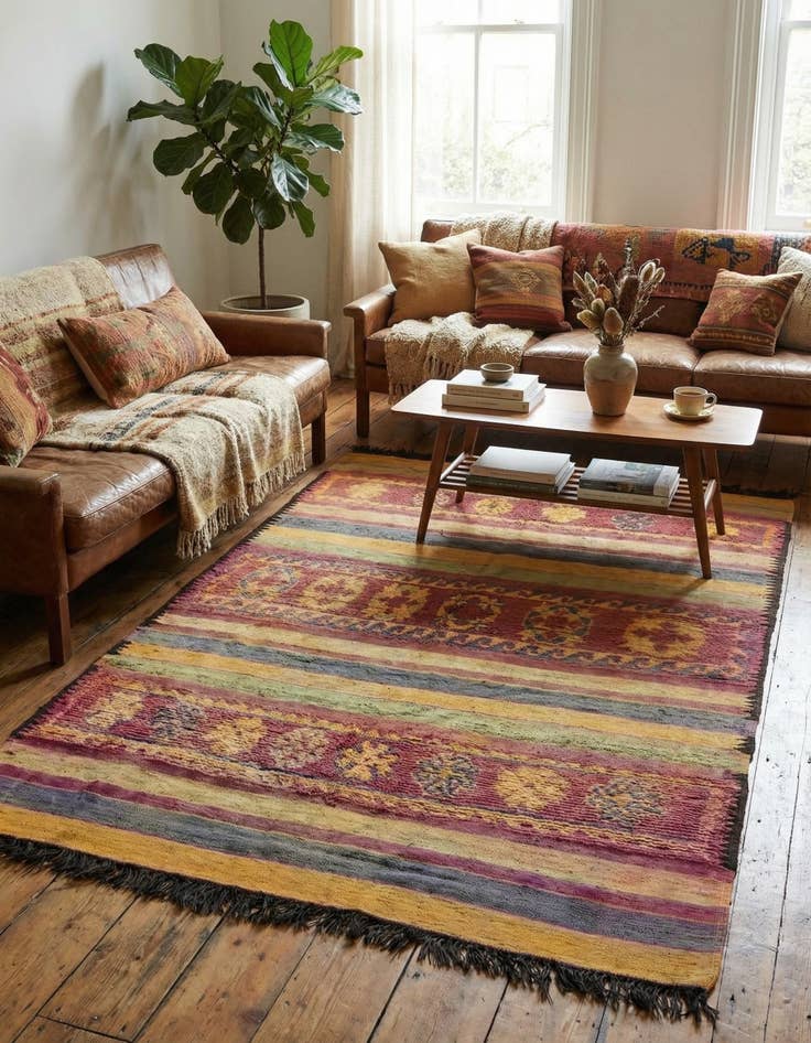 Detail image of 5' 9 x 10'  Hand Knotted Moroccan Wool Runner Rug