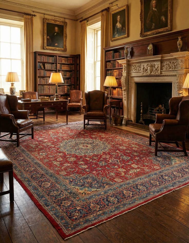 Detail image of 9' 9 x 13'  Hand Knotted Sarough Persian Wool Rug