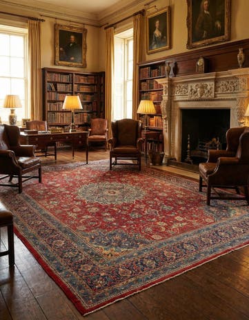 9' 9 x 13' Hand Knotted Sarough Persian Wool Rug