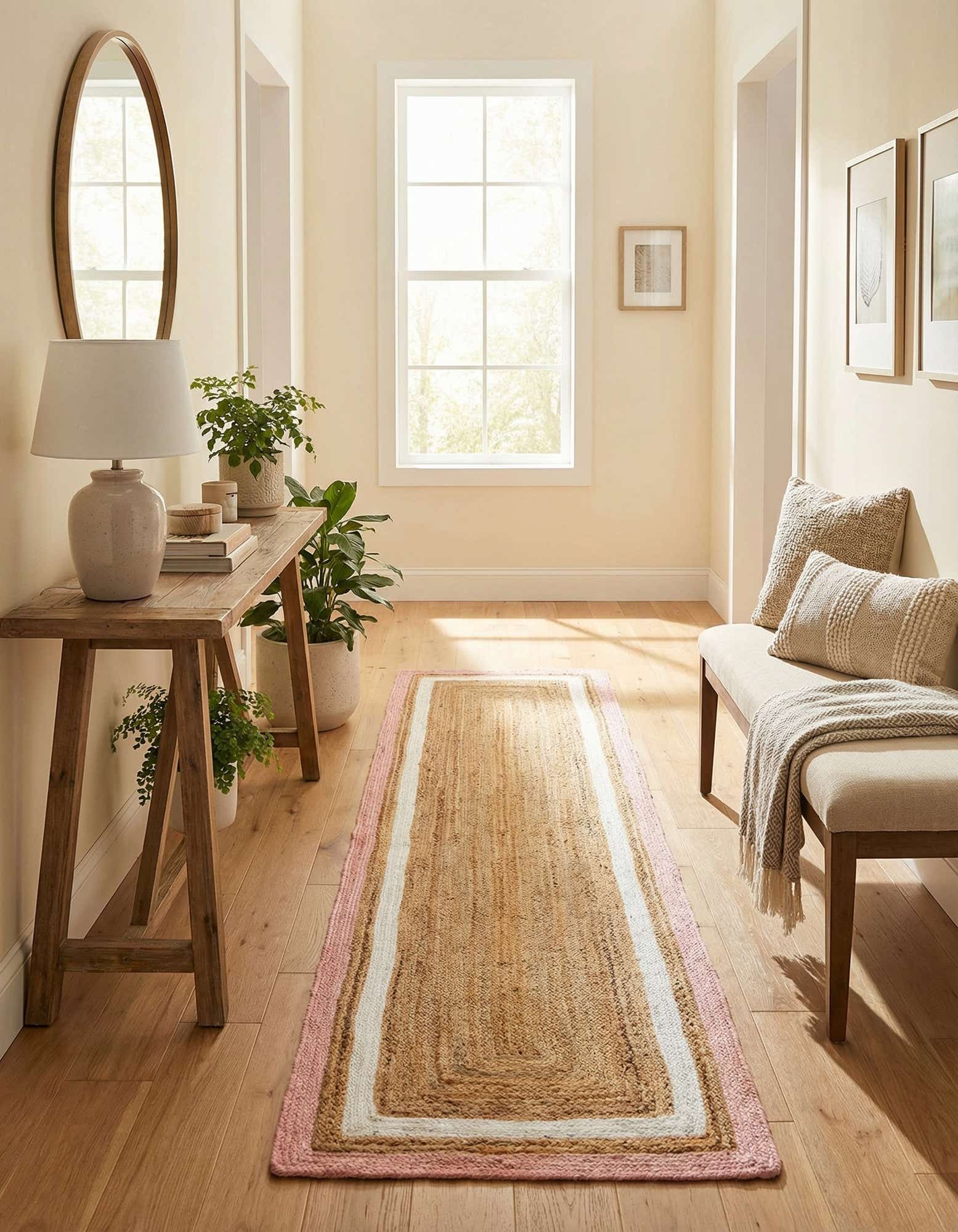 2' 7 x 12' Handmade Braided Jute Runner Rug
