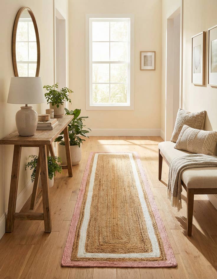 Detail image of 2' 7 x 12'  Hand Braided Jute Runner Rug