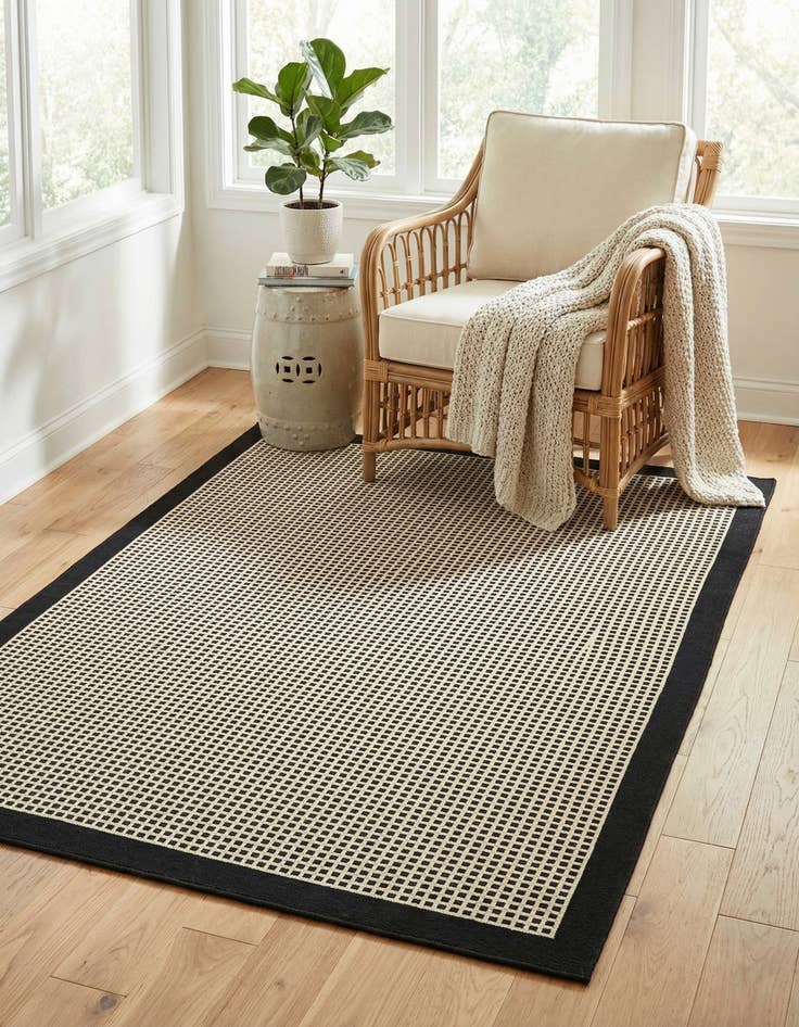 Detail image of 5' x 8'  Washable Border Indoor / Outdoor Rug