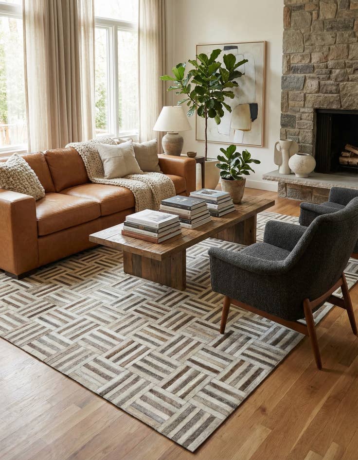 Detail image of 5' 2 x 8' Cowhide - Patchwork Rug