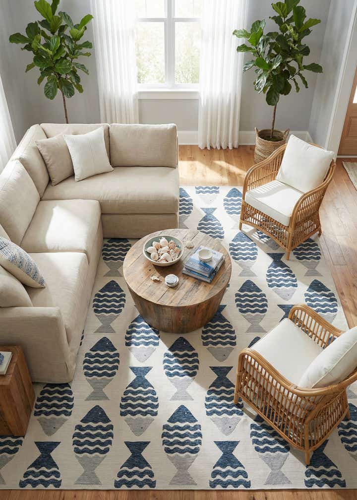 13' x 13' Easy-Clean Coastal Indoor / Outdoor Square Rug