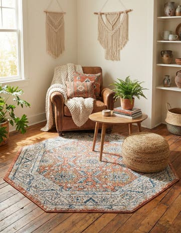 Salmon Pink Nyla Octagon Rug