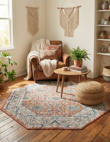 Salmon Pink Nyla Octagon Rug