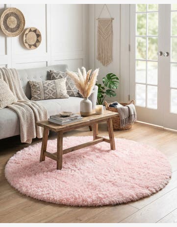 Pink Lace Infinity Shag Round Rug