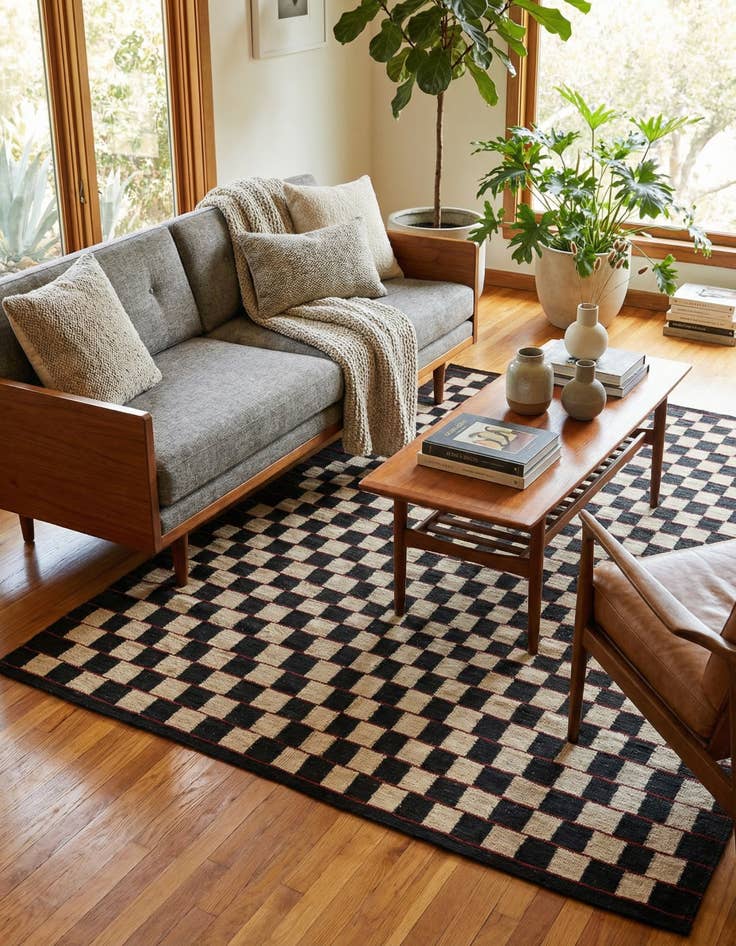 Detail image of 5' 9 x 7' 5  Hand Woven Kilim Modern Wool Rug