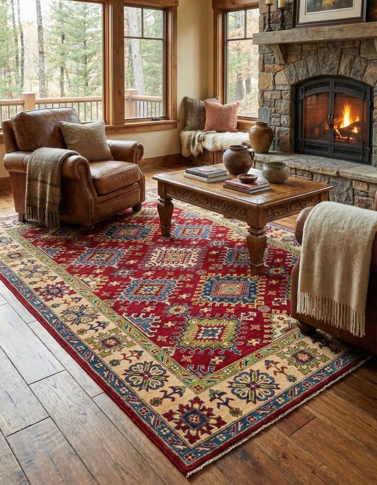 Detail image of  6' 7 x 10'  Hand Knotted Kazak Rug