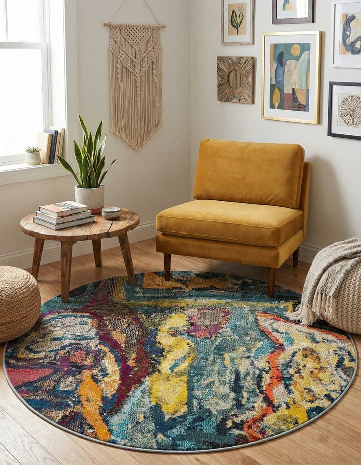 4' x 4' Washable Haerfest Round Rug