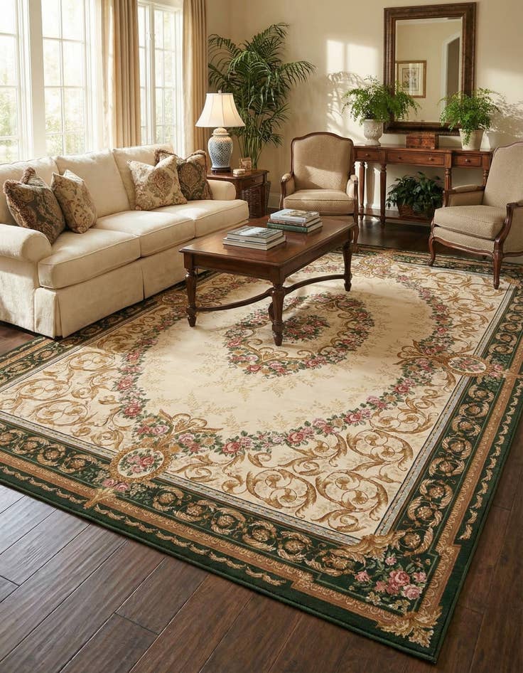 Detail image of 10' x 14'  Washable Traditional Indoor / Outdoor Rug
