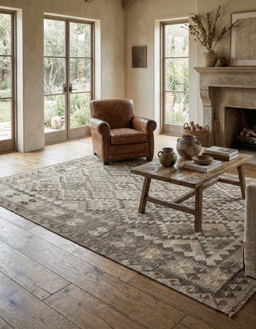 5' x 6' 9 Hand Woven Kilim Maymana Wool Rug
