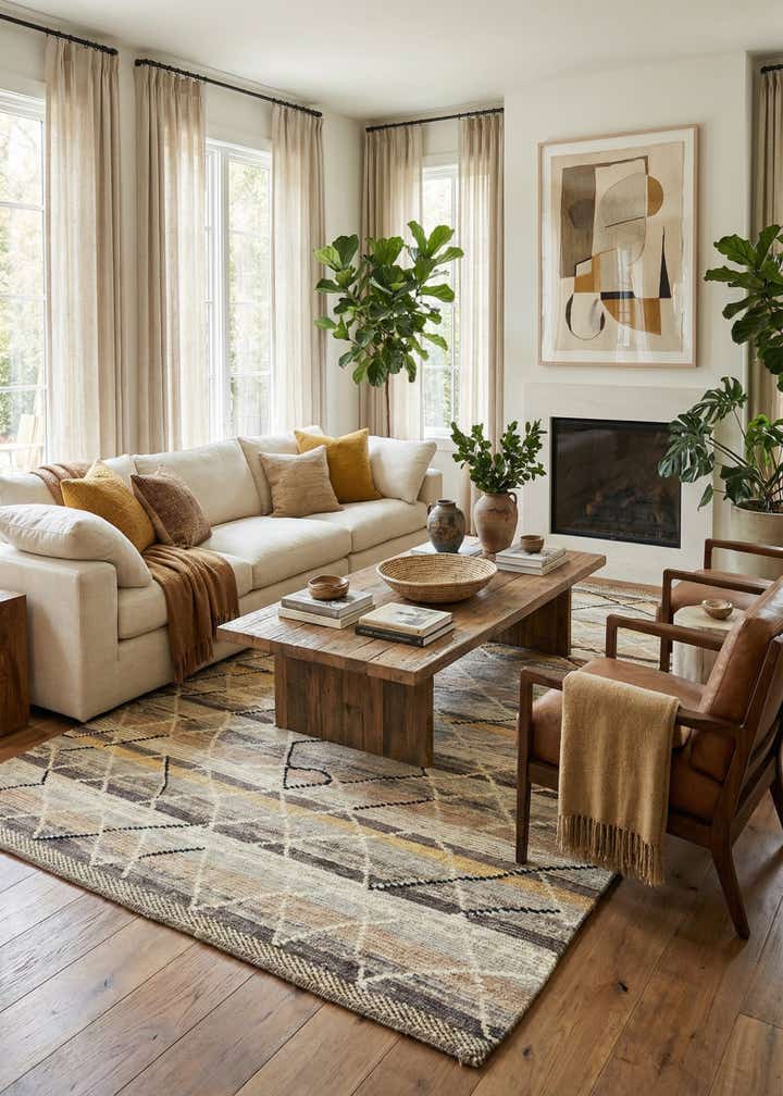 5' 9 x 9' 3 Hand Knotted Moroccan Wool Rug