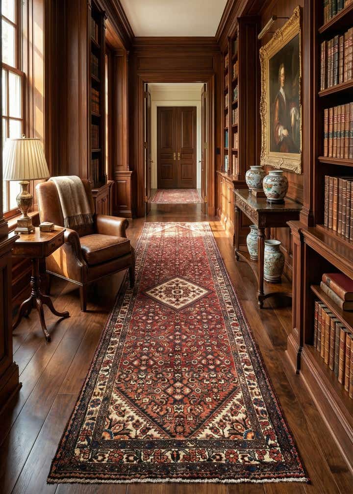 3' 10 x 9' 11 Hamedan Wool Runner Rug