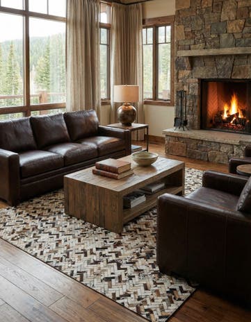 8' 2 x 10' Cowhide Leather Rug