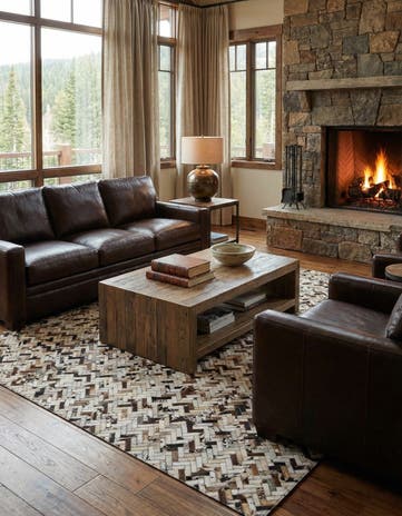 8' 2 x 10' Cowhide Leather Rug