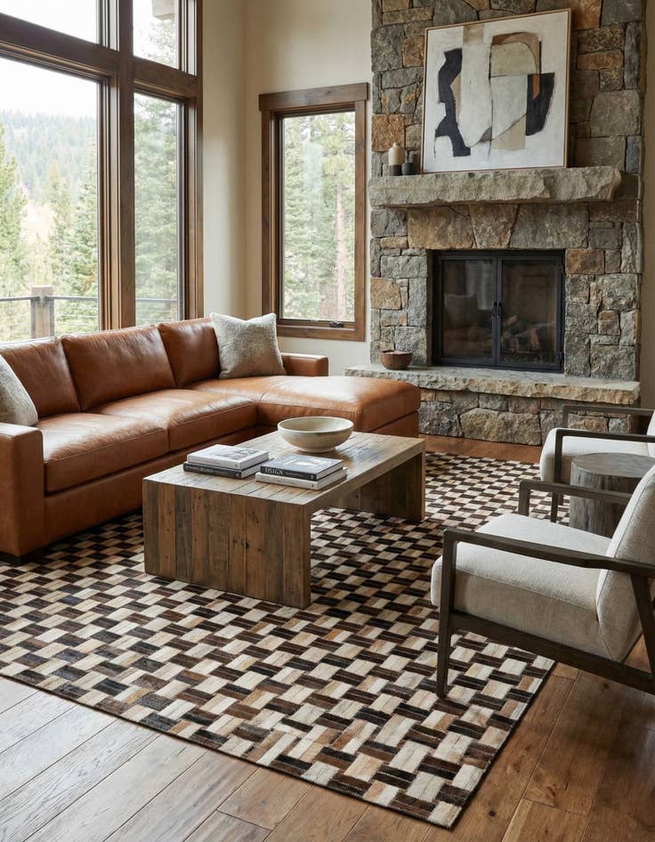 Detail image of  4' 11 x 7' 10 Cowhide - Patchwork Rug