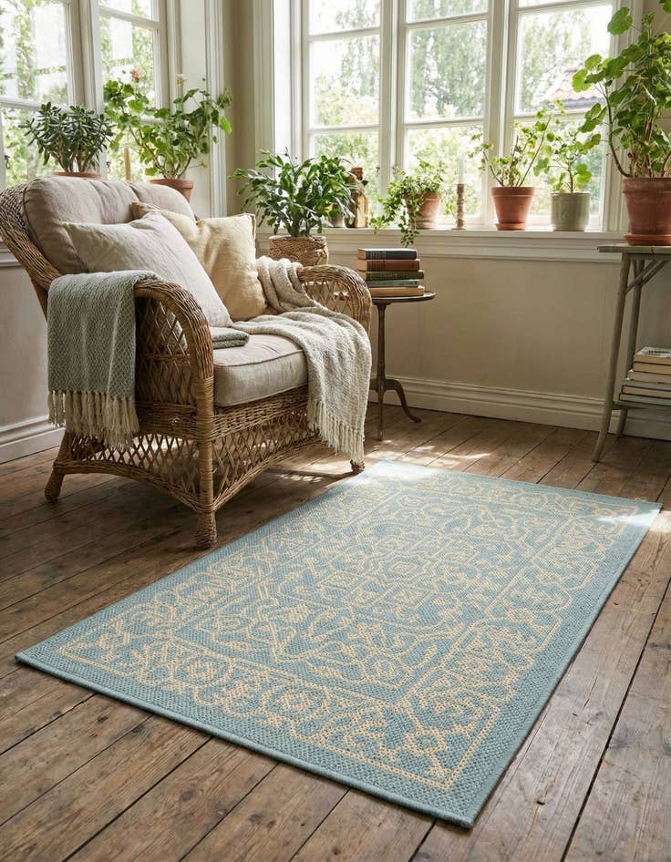 Detail image of 2' x 3'  Washable Botanical Indoor / Outdoor Rug