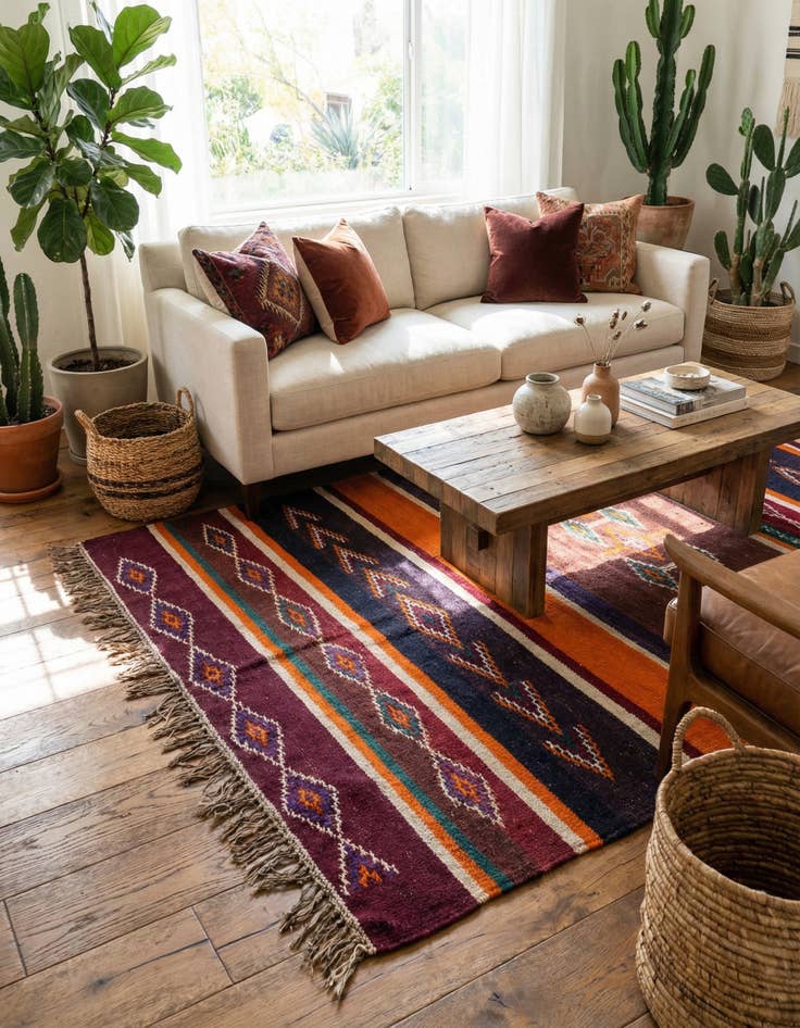 Detail image of  5' x 9'  Hand Knotted Moroccan Wool Rug