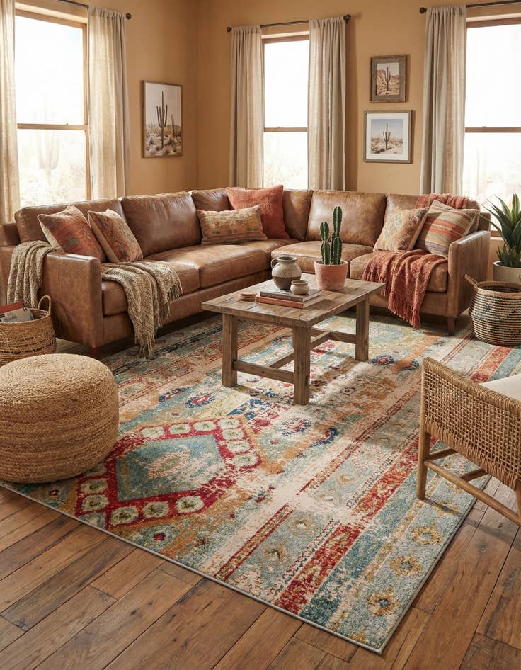 Detail image of 9' x 12' 2  Washable Santa Fe Rug