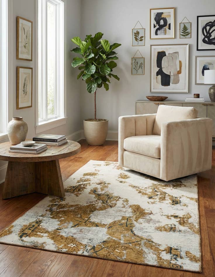 Detail image of 3' 7 x 5' 9  Hand Knotted Ultra Vintage Persian Wool Rug