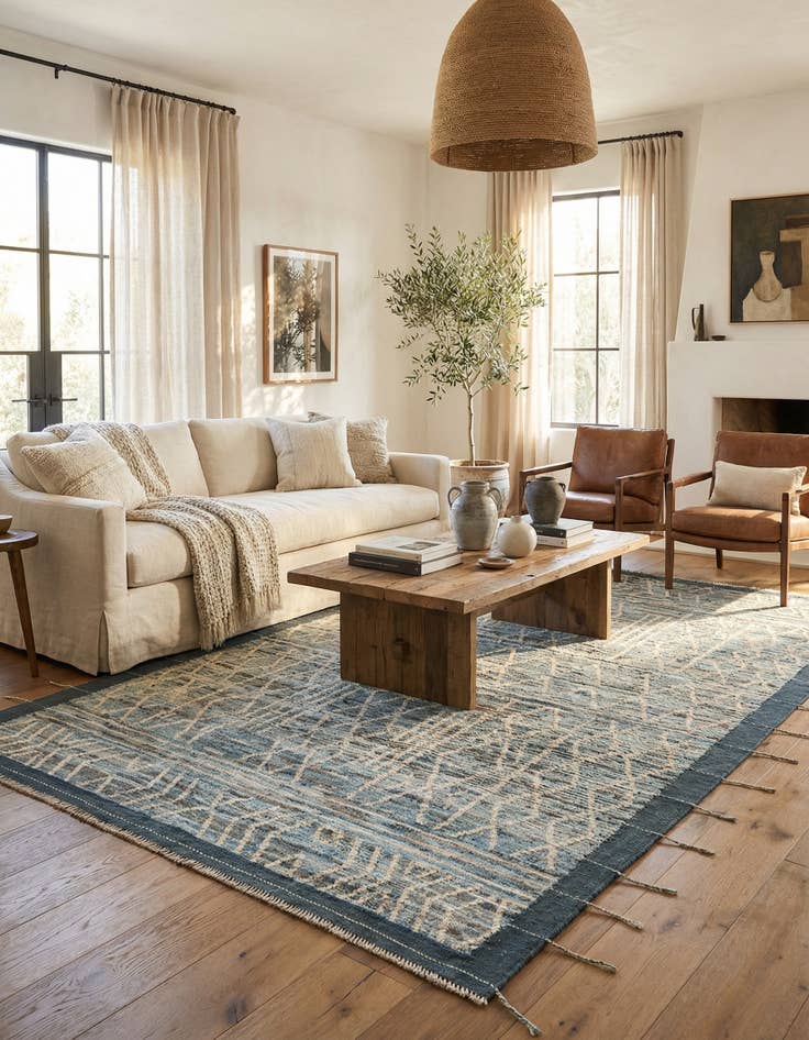 Detail image of  6' 6 x 9' 5  Hand Knotted Moroccan Wool Rug