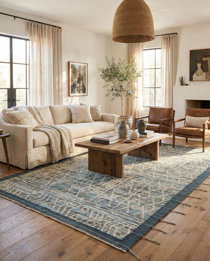 6' 6 x 9' 5 Hand Knotted Moroccan Wool Rug