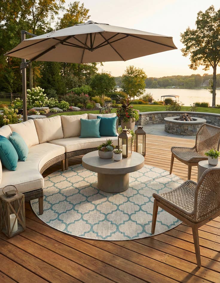 Detail image of 10' 8 x 10' 8  Washable Trellis Indoor / Outdoor Round Rug