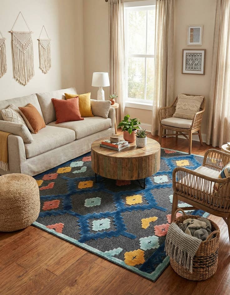 Detail image of 7' 10 x 7' 10 Easy-Clean Belize Indoor / Outdoor Square Rug