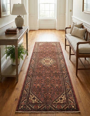 3' 5 x 10' Hand Knotted Hossainabad Persian Wool Runner Rug