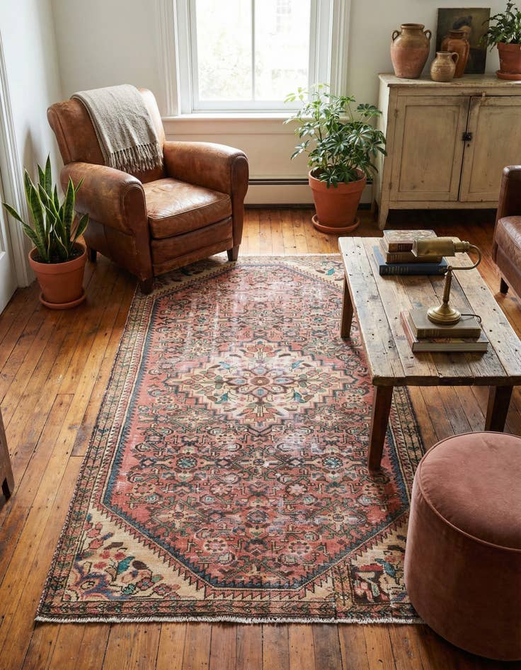 Detail image of 3' 7 x 6' 5  Hand Knotted Ultra Vintage Persian Wool Rug