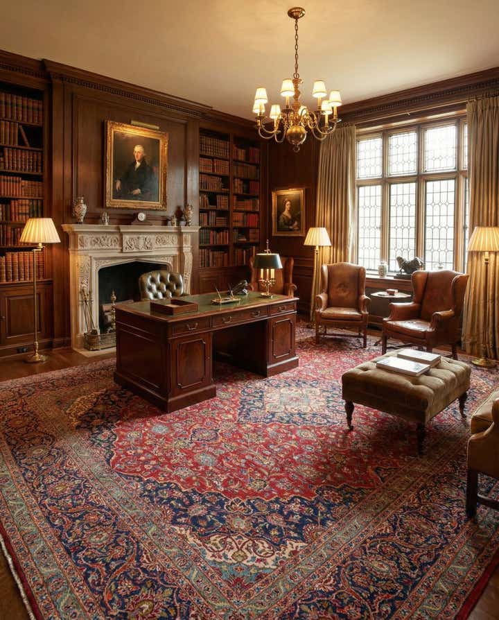 9' 9 x 13' 3 Hand Knotted Kashan Persian Wool Rug