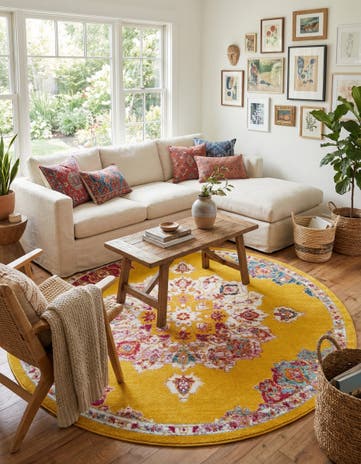 Yellow Parker Round Rug