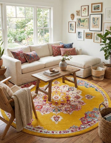 Yellow Parker Round Rug
