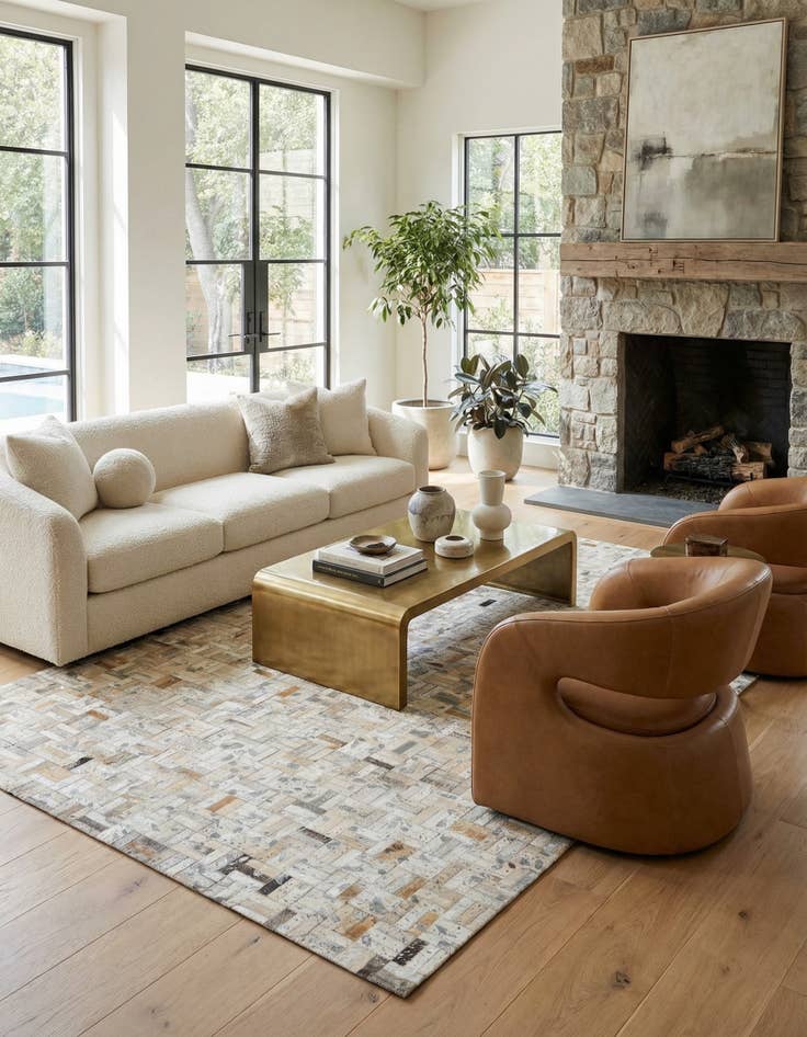 Detail image of 4' 11 x 8' 1 Cowhide Stocks Rug