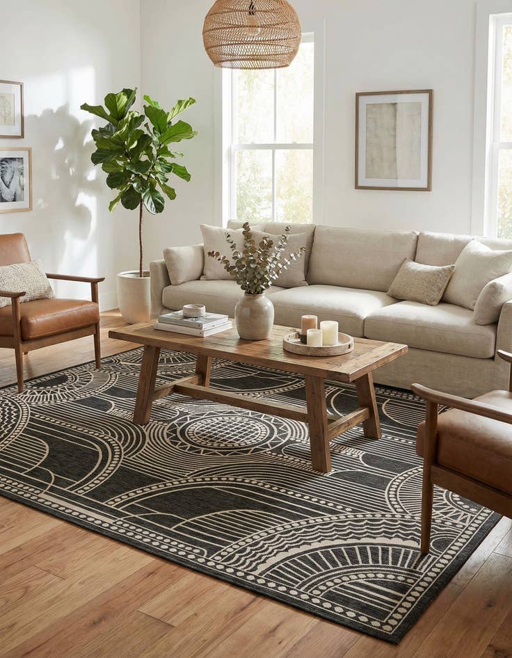 Detail image of  9' x 12'  Washable Traditional Indoor / Outdoor Rug